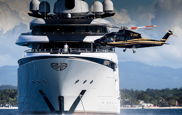 Helicopter transport to your Edmiston luxury super yacht charter